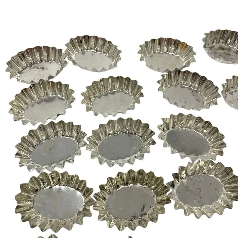 Vintage Sweden Ribbed Fluted Mini Aluminum Tartlet Mold Lot of 42 Various Shapes